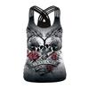 New Rose Skull Digital Printed Vest Women's Sports Running Elastic Skinny Top