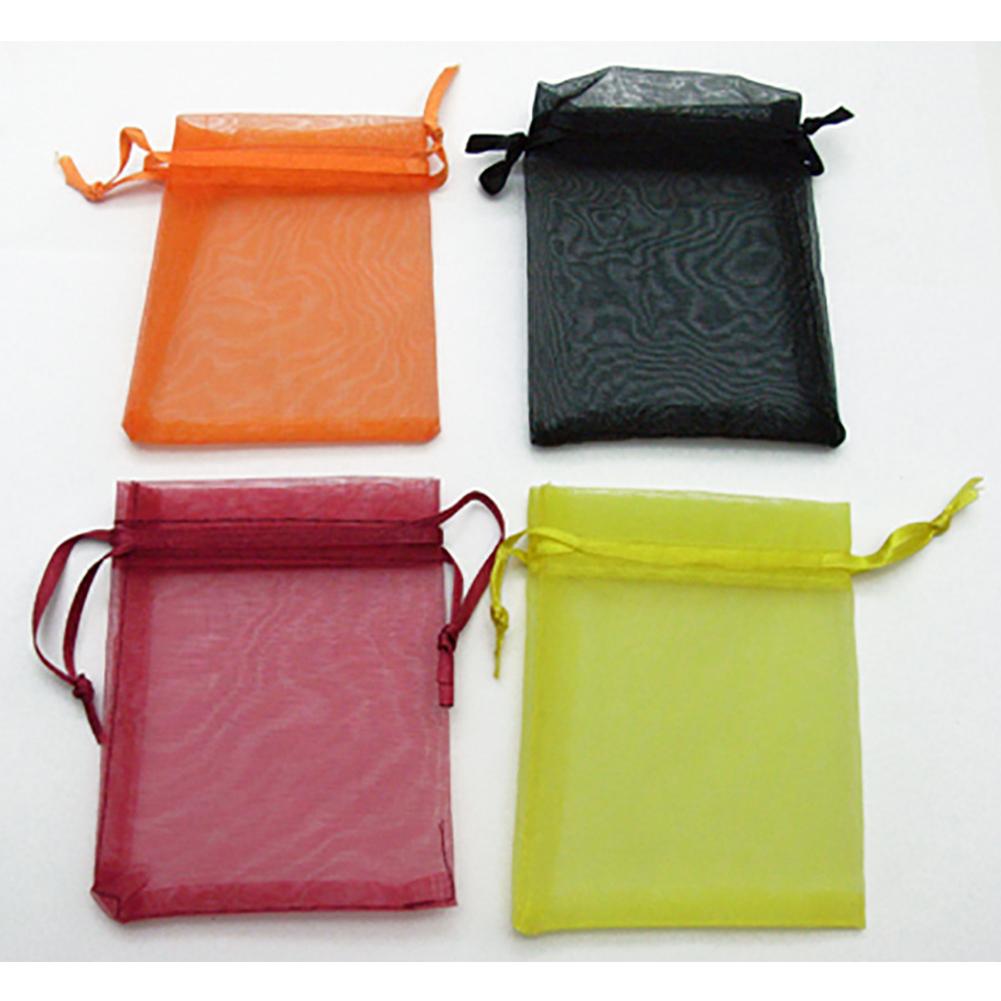 200Pcs Solid Color High Density Organza Drawstring Bag for Jewelry Gift Packing