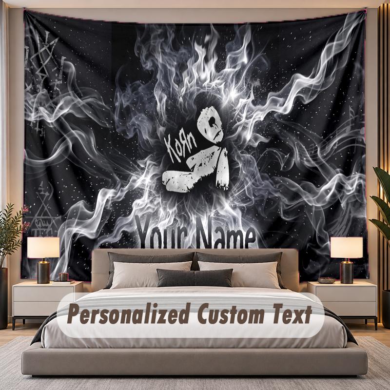 Custom Name Text Tapestry Korn Personalized Polyester Wall Tapestry For Bedroom And Room