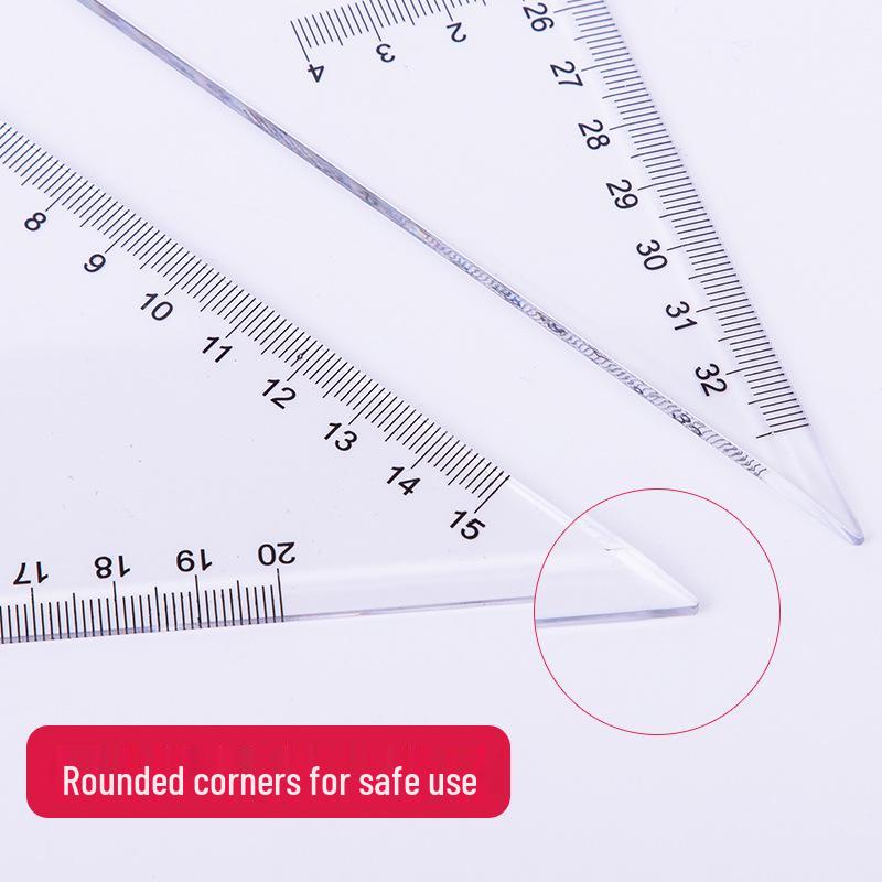 Deli Stationery Plastic Triangle Ruler Set, 23/43cm, for Students' Math and Drawing.