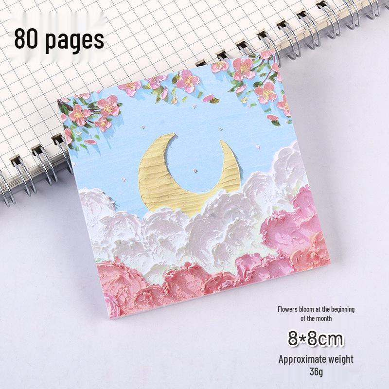 High-Value Ins-Style Oil Painting Sticky Notes, Attachable Message Cards for University/High School, Cute Sticky Notes