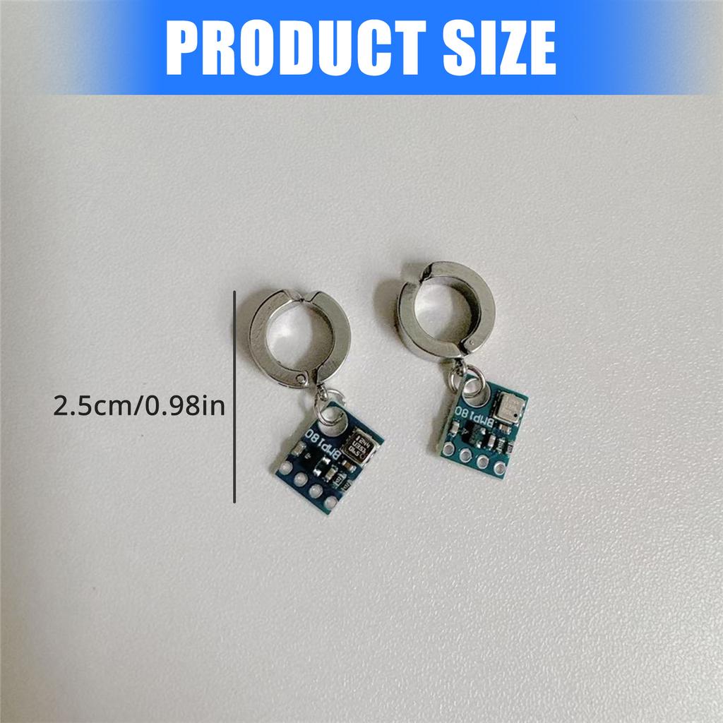 Cyberpunk Alien Circuit Earrings Futuristic Drop Earrings Cuff Earrings Alloy Texture for Science Fiction Enthusiasts