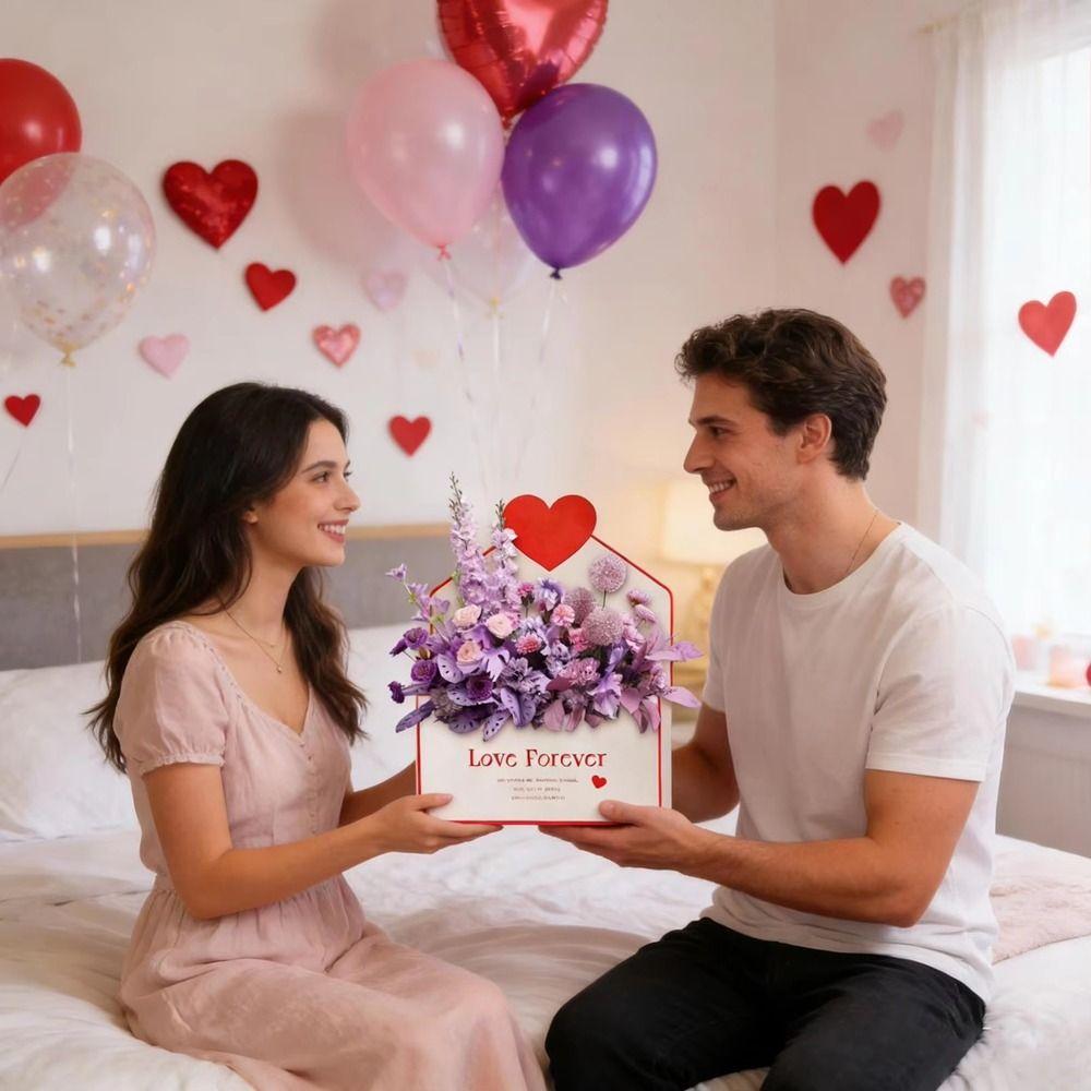 10 Pieces Folding Valentine Envelope Boxes Heart Pattern Flower Gift Box  Romantic Decorations