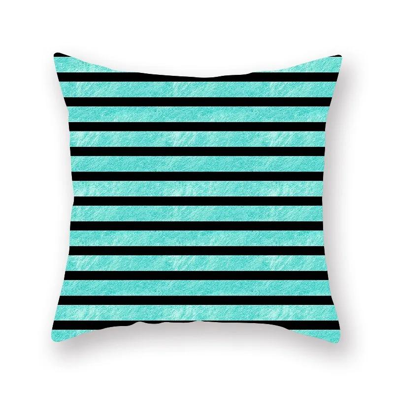 Simple Green Geometric Line Print Luxury Home Decoration Pillowcase Living Room Sofa Car Cushion Cover