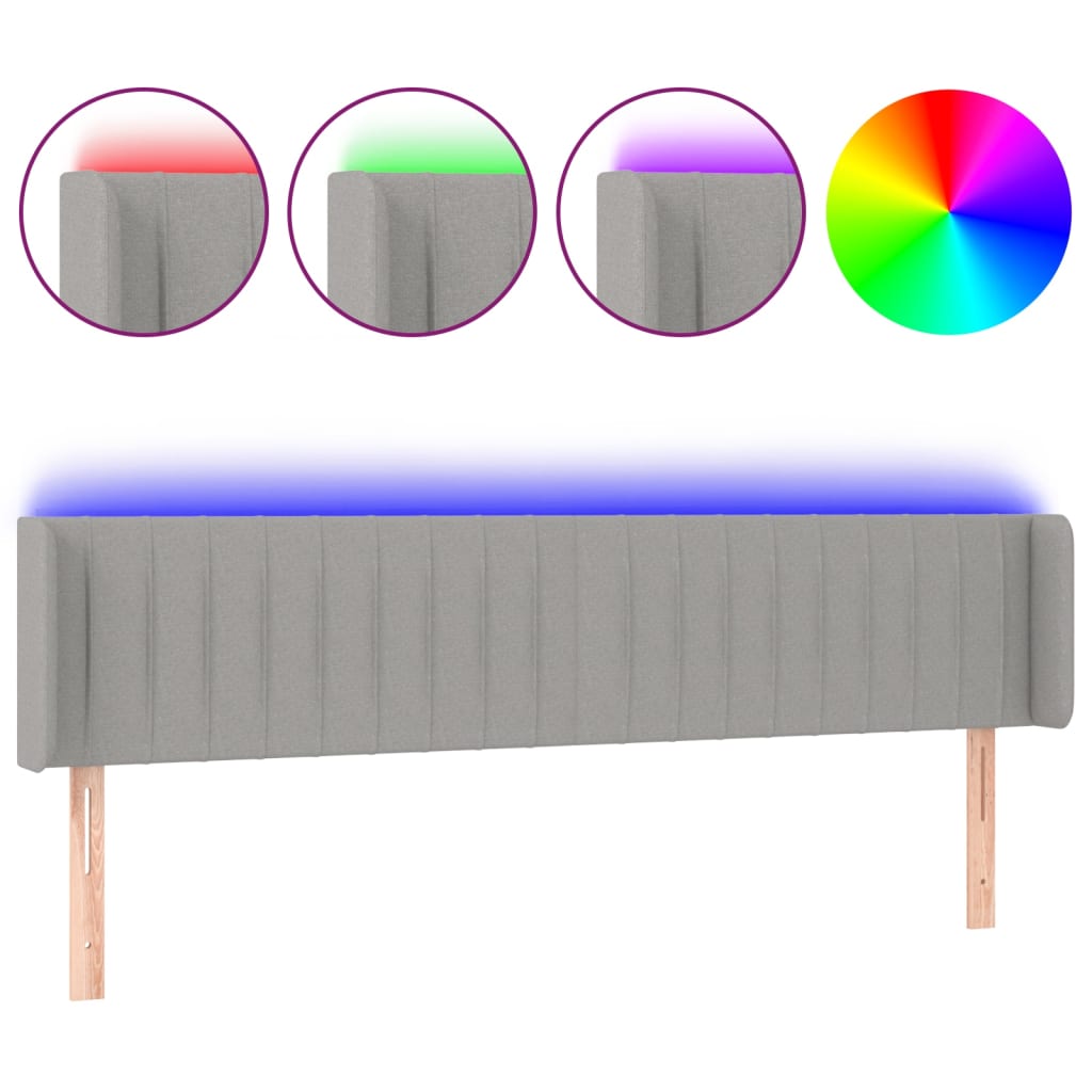 Vidaxl Zagłówek Do Łóżka Z Led, Jasnoszary, 203X16X78/88 Cm, Tkanina