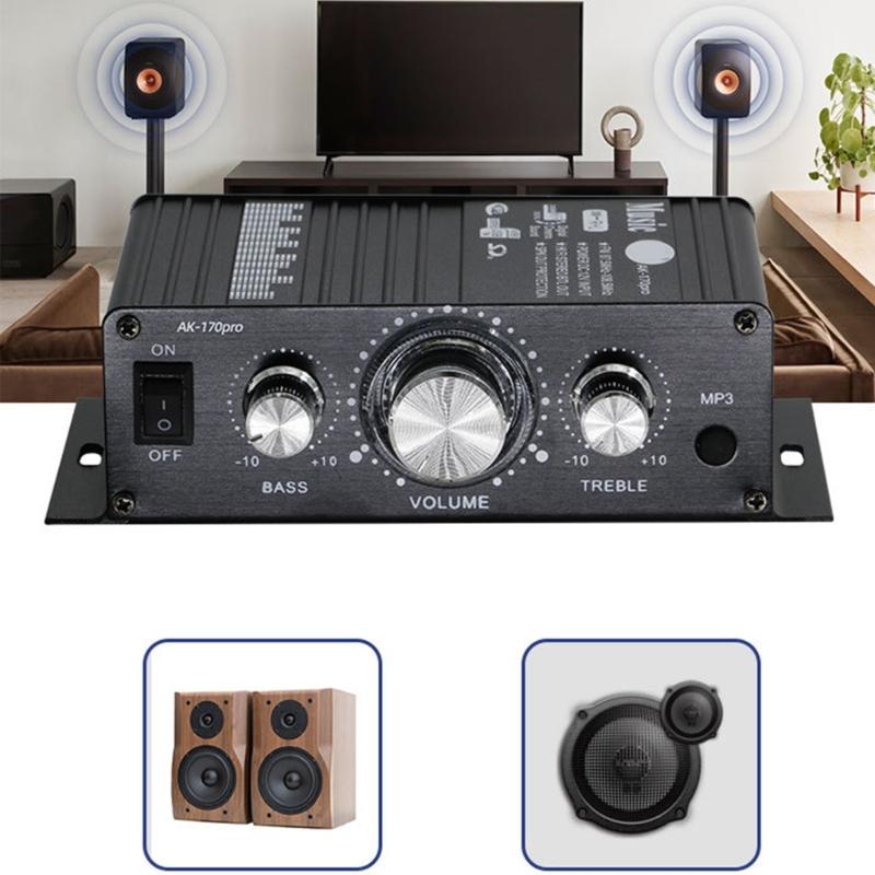 High Fidelitys Bluetooth-compatible Audios Amplifier With 2.0Channel Output Adjustable Basses Trebles Control For Car Home