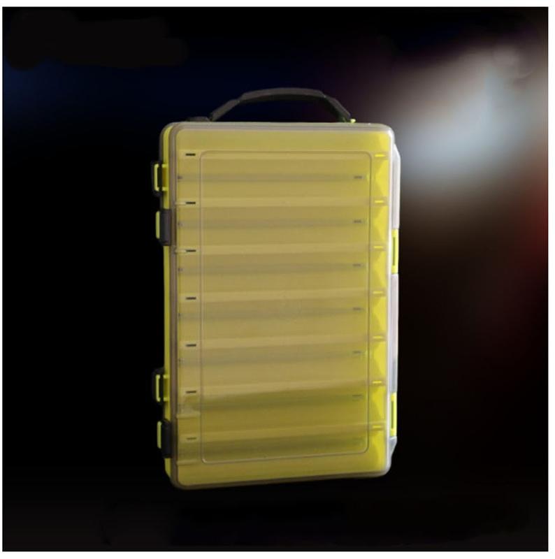 Angelbox mit 14 Fächern, Angelzubehör, Köderhakenboxen, Aufbewahrung, doppelseitig, hochfest, Angelköder-Tackle-Box