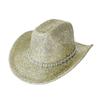 Nouveau chapeau western de cowboy brillant à strass chapeau mode tendance automne et hiver femme chapeau haut de forme de soirée jazz