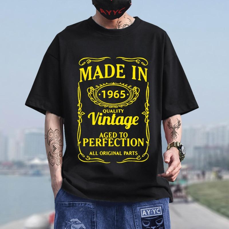Tee-Shirt Homme Vintage Anniversaire 1965 - Coton Gildan - Coupe Loose Fit - Neuf (Fabriqué Sur Commande)