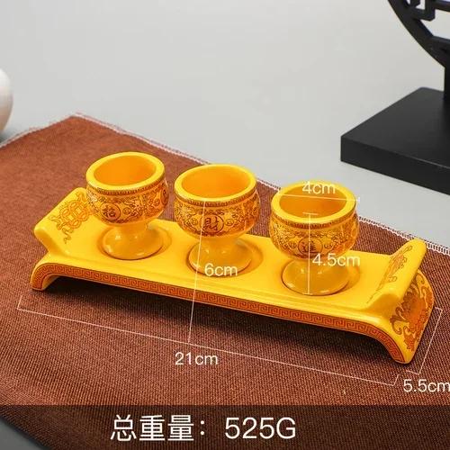 Chinese Creative Ceramic God of Wealth Offering Cup Household Buddha Offering Cup Feng Shui  Home Accessories