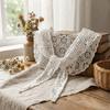 Solid Color Lace Shawl Thin Lace Knitted Shawl Artistic Design Hollow-out Shawl  Ladies Accessory