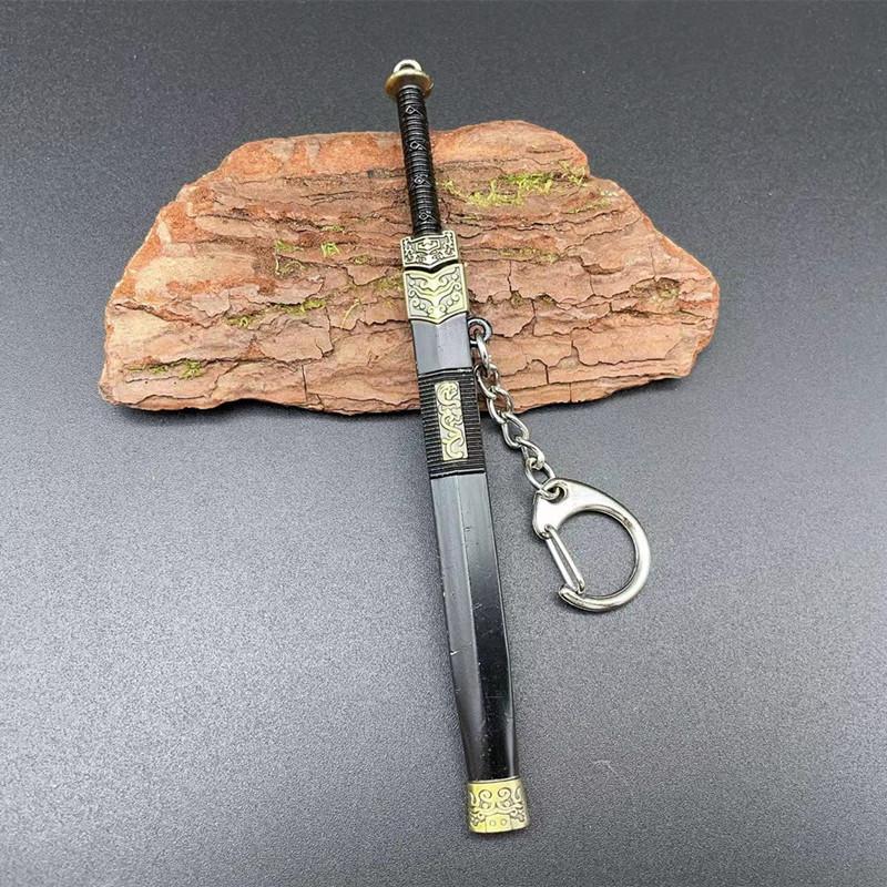 Katana Sword Pendant Keychain Mini cutlery Model with Sheath Toy Knife Metal Anime Key Ring Ornament Purse Charm Accessories