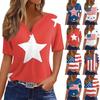 Women's T Shirt Tee Print Button Short Sleeve Daily Weekend Fashion Basic V- Neck Regular Top