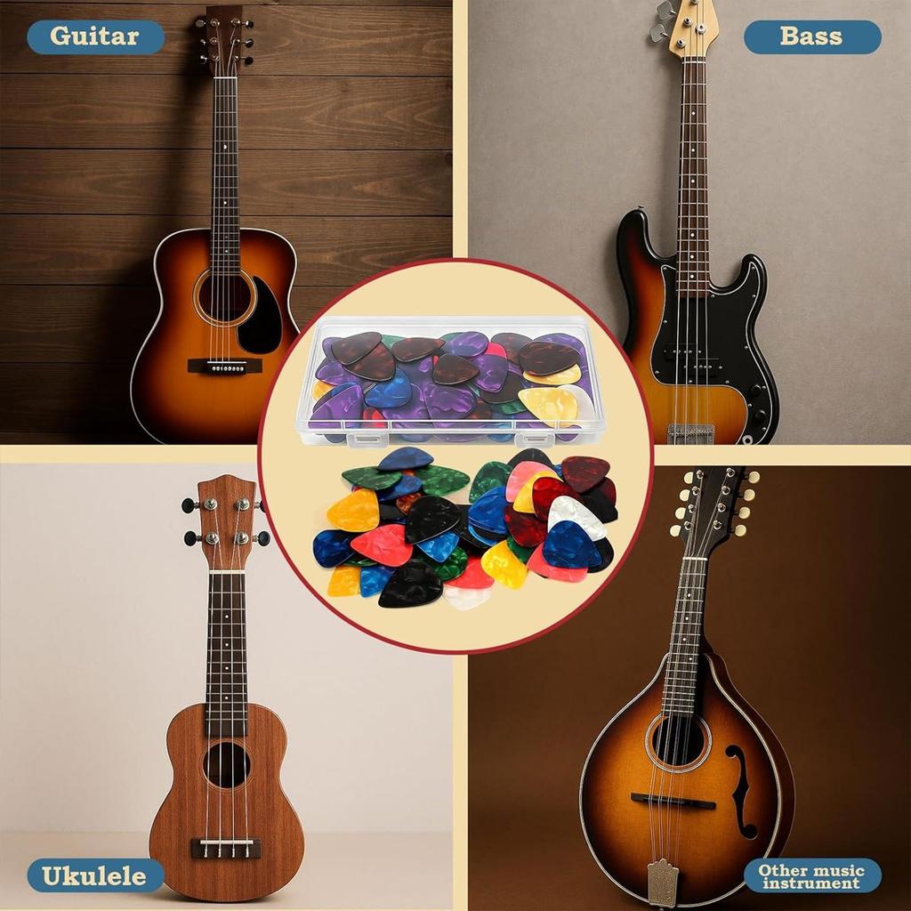 30Pcs Boxed 0.46mm Guitar Picks, Random Cartoon Pattern ABS SLL Picks, for Guitar, Ukulele, Bass, ZSY