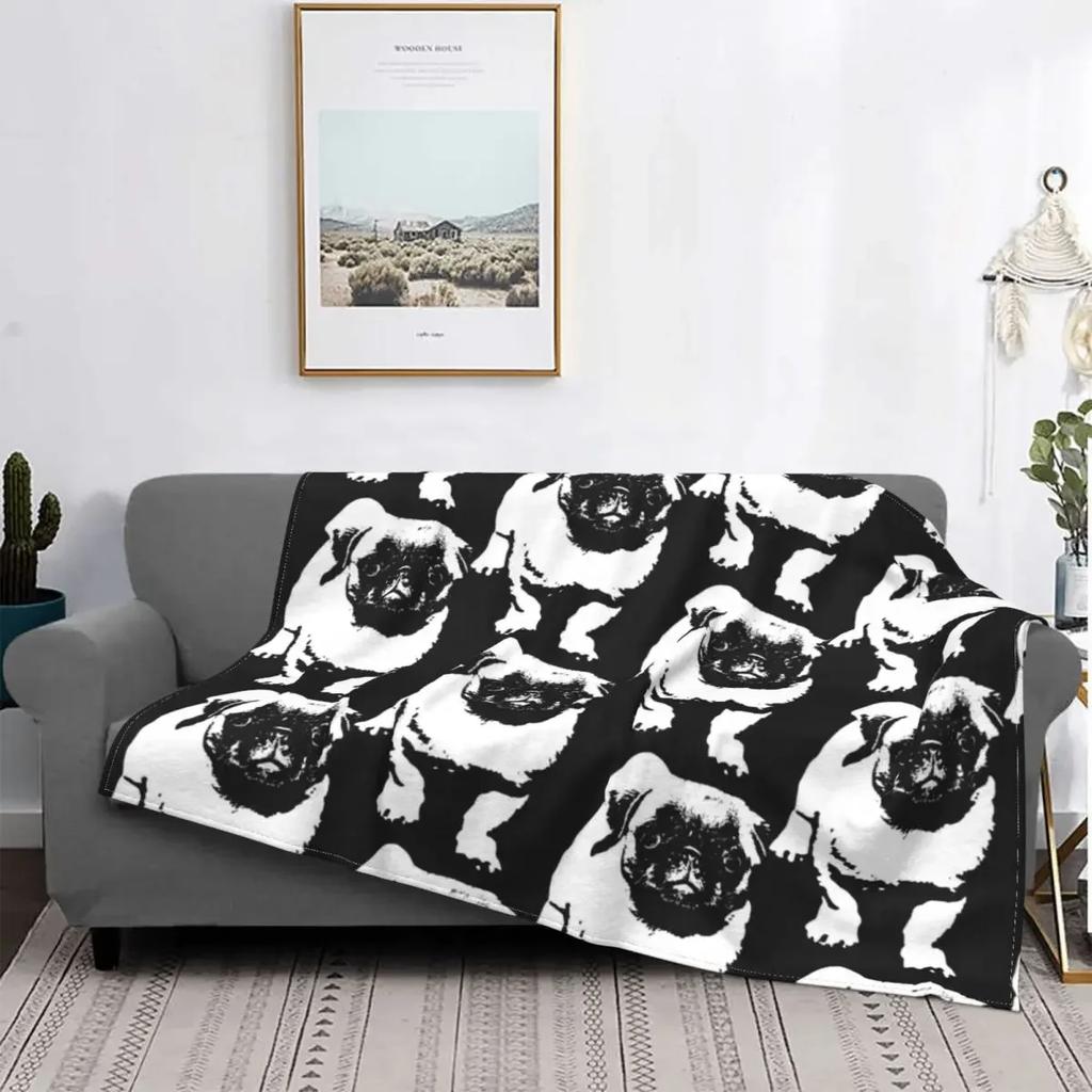 Cute Pug Dog Blanket Animal Bedding Flannel Throw Blanket Soft Cozy Plush Blanket for Couch Bed Sofa Travelling Camping,gifts
