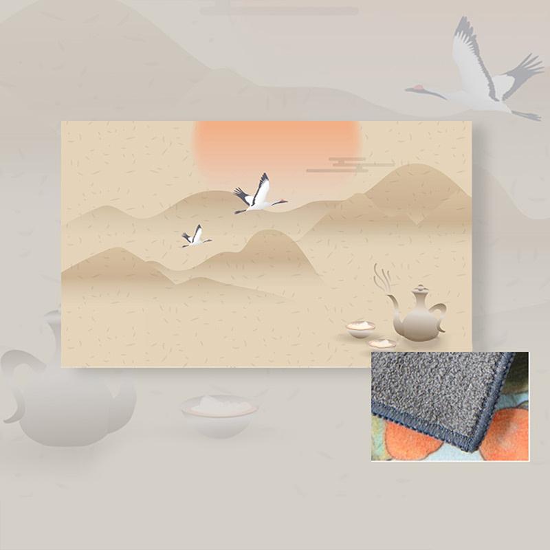 30*18Cm High-End Tea Towel With Retro Style And Colorful Painting, Special Tea-Drinking Cloth, Premium Tea Set