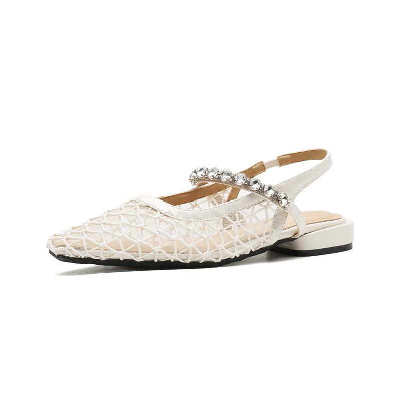 Fårskinnsversion~ 2025 kort klack tofflor för utomhusbruk med medium klack fyrkantig tå tjock klack modesandaler mångsidiga lediga muller-skor dam