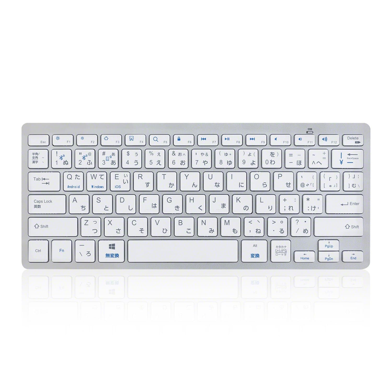 

3R Keyboard Wireless Compact with Receiver Hybrid Battery Quiet Thin Lightweight Smartphone Tablet PC Windows iOS Android (Silver)