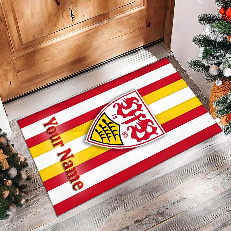 Tapis en Velours Cristal Imprimé VfB Stuttgart FC Tapis en Velours Cristal Antidérapant Pour Canapé Chambre Décoration Intérieure Maison