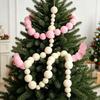 Flocked Christmas Ball String Gradient Size Velvet Garland Hanging Ornament For Xmas Tree Holiday Party Home Window Decoration