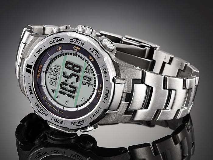 Casio Men's Stainless Steel 100M Water Resistant Digital Alarm Quartz Watch PRW-3100T-7