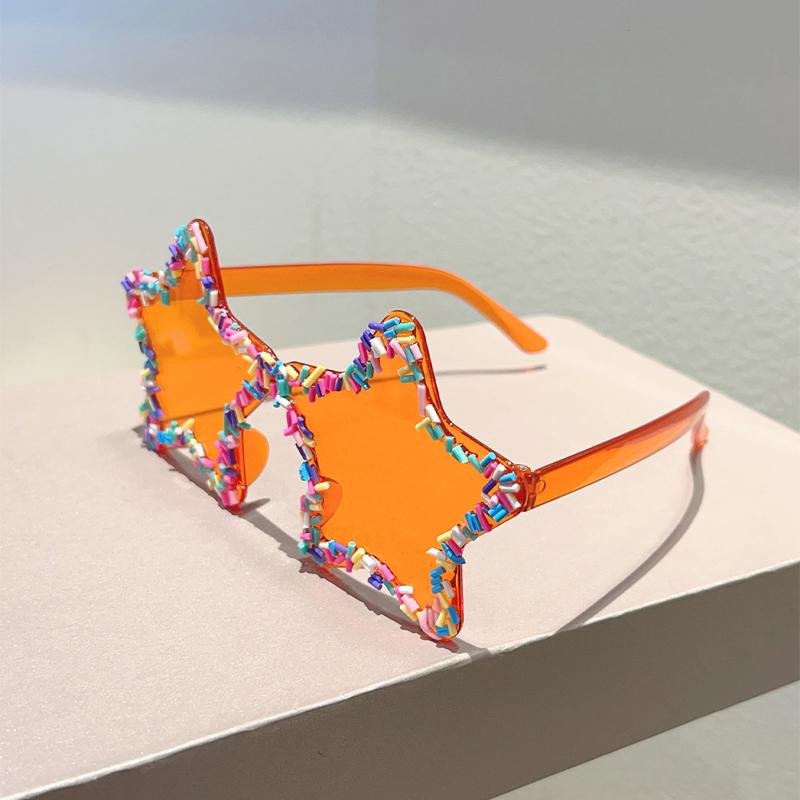 Cute Star Shaped Sunglasses with Sprinkles Women Stylish Beach Holiday Decor Shades Trendy Original Design Sun Glasses