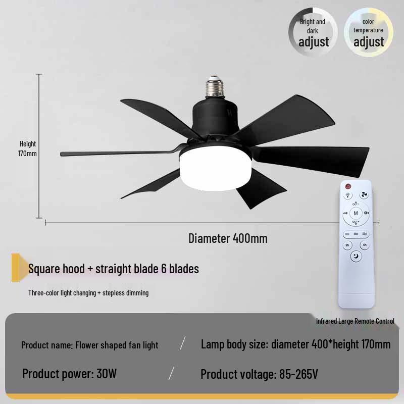 2024 E27 Ceiling Fan Light with Removable Blades for Bedroom and Living Room
