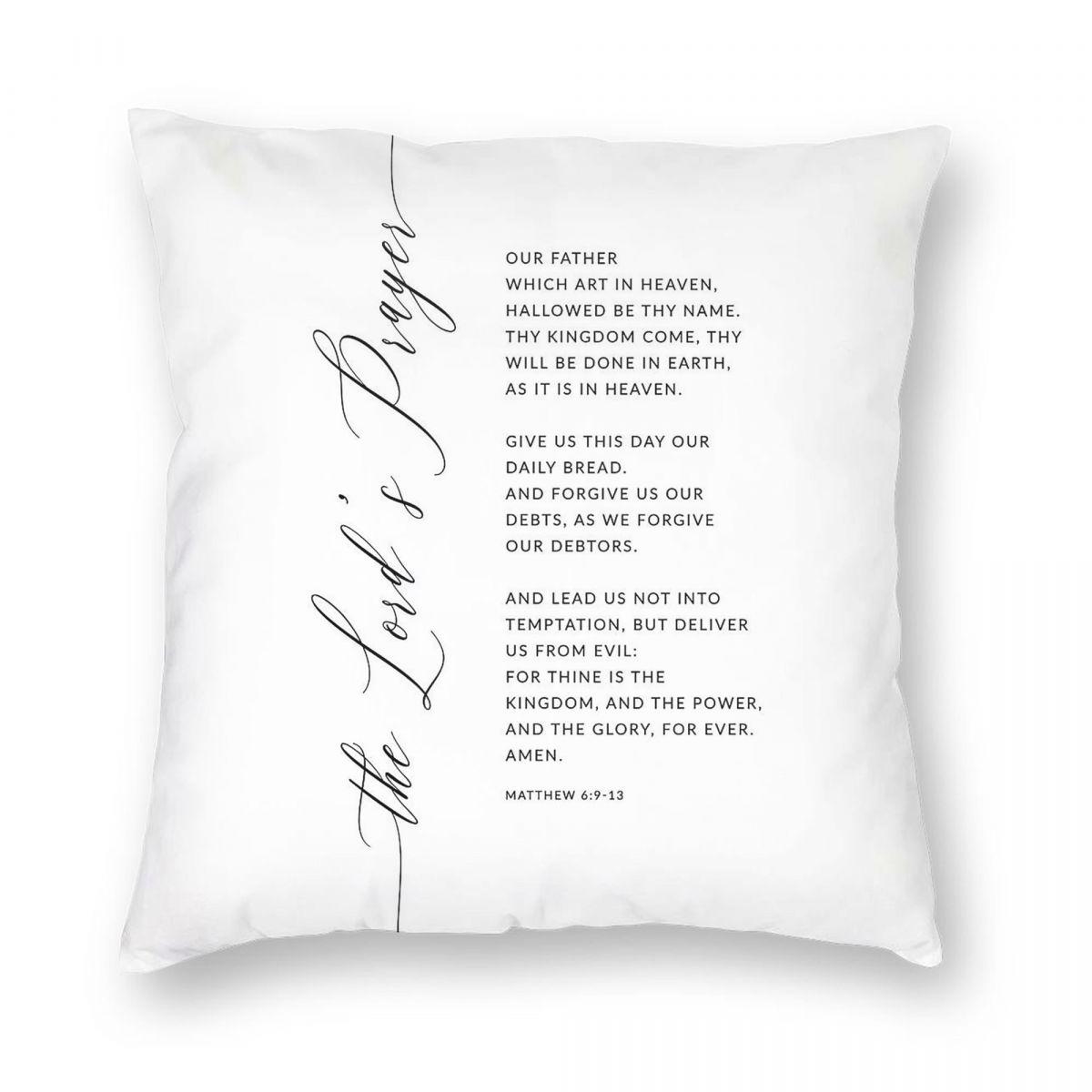 The Lord S Prayer Matthew Pillowcase Polyester Linen Velvet Printed Zip Decorative Throw Pillow Case Home Cushion Cover Peach skin 18*18(CM)-1Pcs