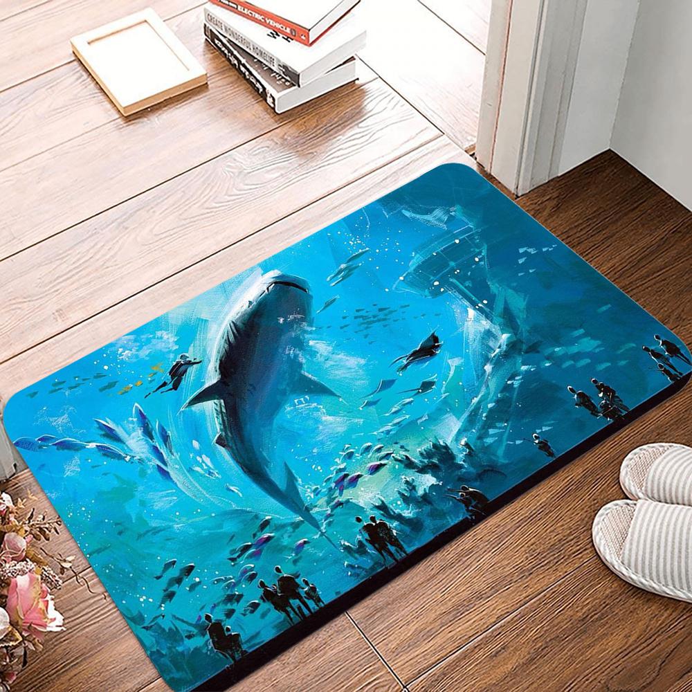 Tiefseehai Teppich Kinderzimmer Ozean Thema Bodenmatte Wohnzimmer Schlafzimmer Teppich Kreative und Einzigartige Heimdekoration