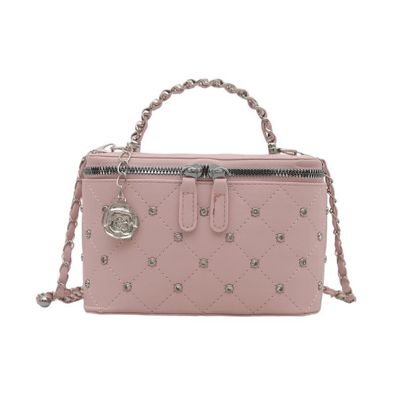 Mini Box Chain Bag With Zipper Closure For Daily Street Style Fashion
