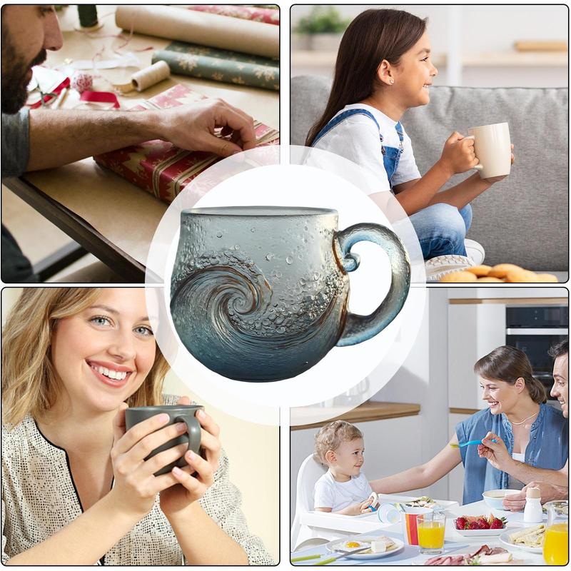 Taza de Playa Vaso Ola Vidrio de Mar Taza de Café Única con Tema Oceánico Taza de Agua Té con Tema Marino Taza de Vidrio para Café para Lugar de Trabajo Viajes Bar