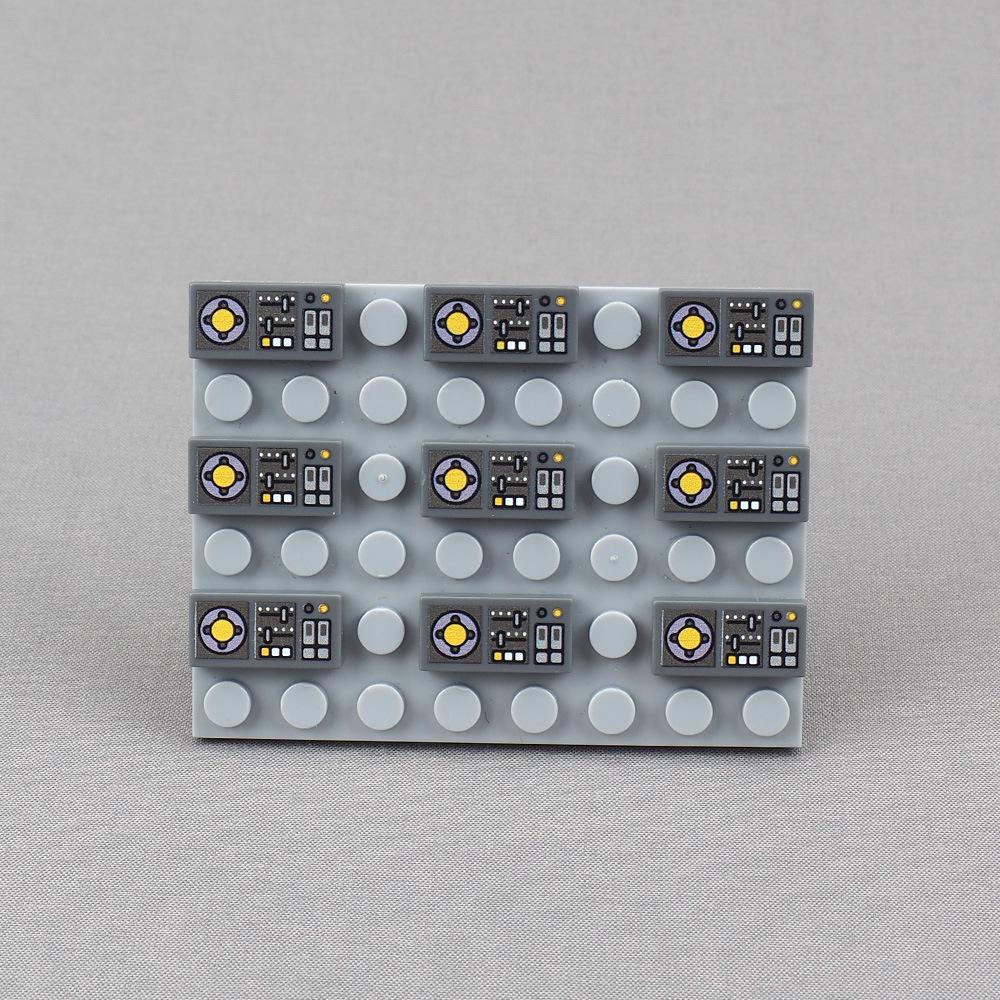 MOC 10PCS Printed 3069 1x2 Printing Slider Button Mecha Pattern Building Blocks 3069pb0847 Plate Board Bricks Particle Toys Gift
