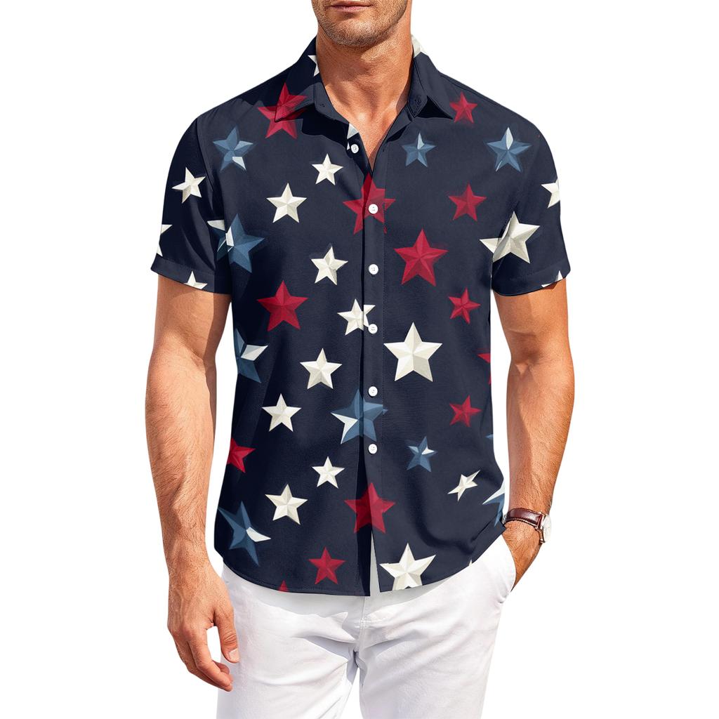 Men's Casual Short-Sleeve Collared Shirt
