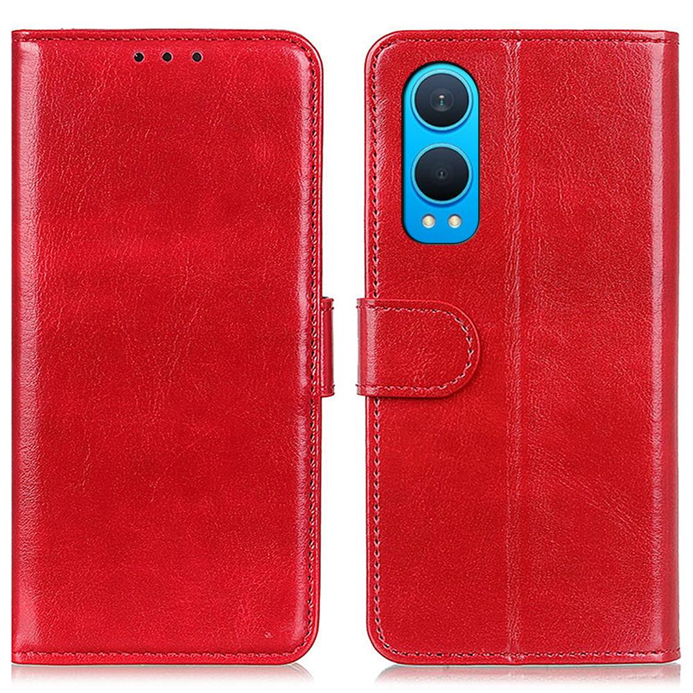 

For OnePlus Nord CE4 Lite 5G/Oppo K12x 5G (China) Wallet Case PU Leather Crazy Horse Texture Phone Cover Red