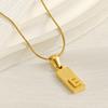 New 26 English letter pendant stainless steel pressed sand rectangular letter collarbone chain necklace female