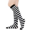 Women Striped Knee-high Socks Colorful Stretchy Knee-length Socks Ribbed Leg Warmers for Costume Party Street Daily Wear