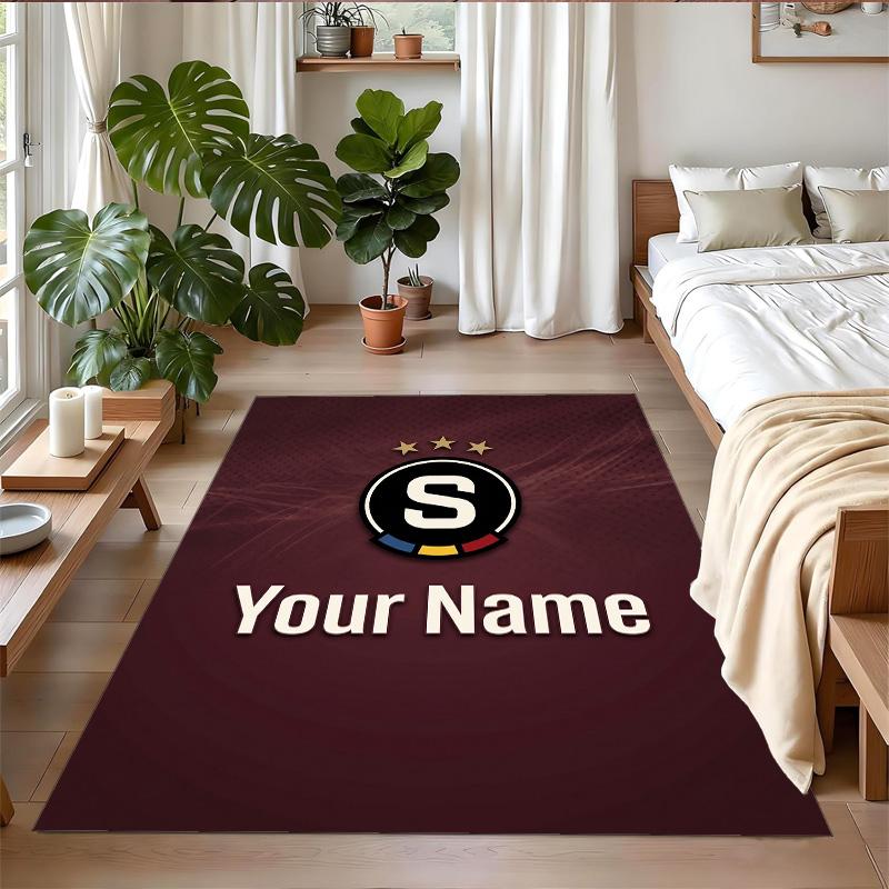 Crystal Velvet Rug Custom Name Text, Soft Non Slip Floor Mat Home DecorSparta Prague