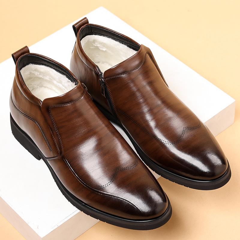 Men's cotton shoes winter British style formal wear men's velvet warm leather cotton shoes tide