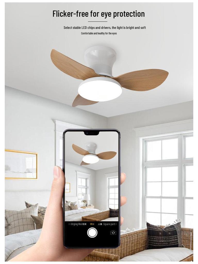Nordic Style High-Wind Straight-Blade Ceiling Fan Light for Bedroom
