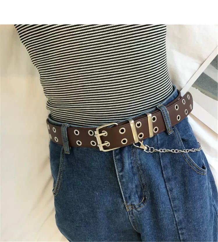 European and American punk style belt women's Korean version jeans fashion decorative belt corns chain belt belt new model
