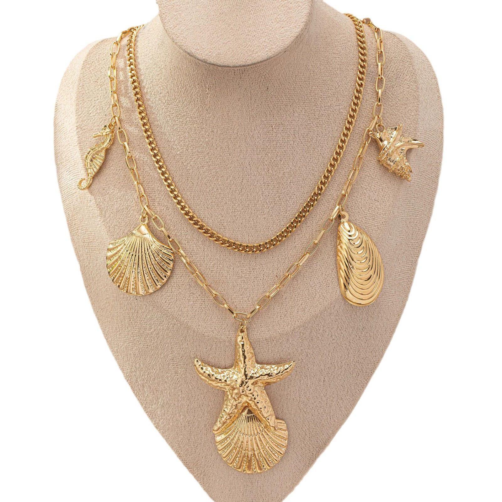 

Горячая Распродажа Чувство Дизайна Личность Морская Звезда Ракушка Морская Жизнь Кулон Ожерелье Женское Тренд Холодного Ветра Улица