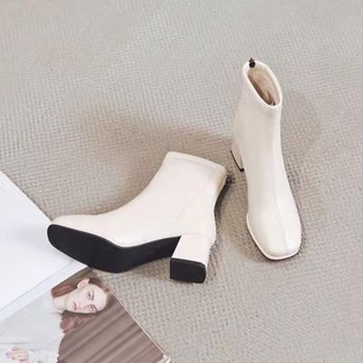 Nouvelles bottes de mode à talons épais en cuir souple bottes d'automne à bout carré bottes fines bottes à talons hauts femmes