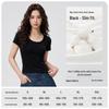 Women's Slim Fit U-Neck Short Sleeve T-Shirt - Flattering Pure Color, New Fashion Trend.