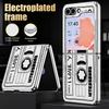 Vintage Camera Pattern Case For Samsung Galaxy Z Flip 8 7 6 5 Z Flip8 Flip7 Flip6 Hybrid 3in1 Plating Leather Skin Folding Phone Cover