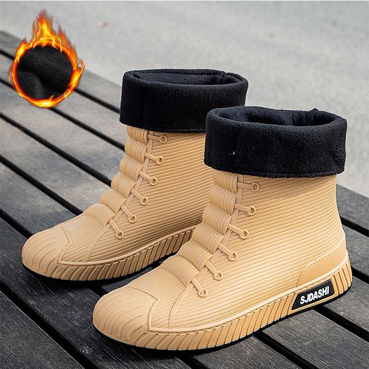 Up A Size Fashion Order Mens Rain Boots Rubber Gumboots Slip On Midcalf Waterproof Working Boots Comfort Red Nonslip Fishing Shoes For Men