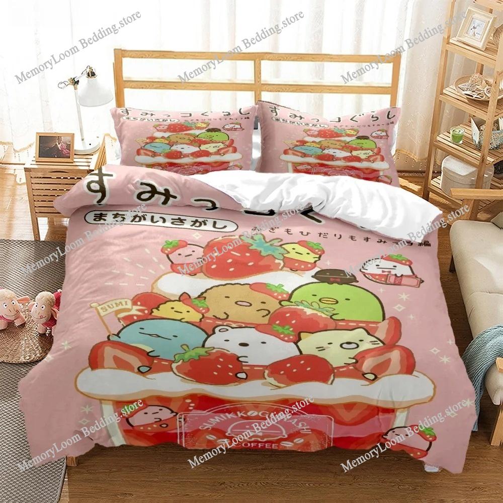 Cartoon Sumikko Gurashi Anime Niedliche Bettbezug Lustiges Kawaii Bettwäsche-Set Weicher Bettdeckenbezug und Kissenbezug Einzel_Doppel_Queen_King