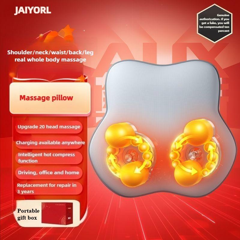 Electric Cervical Massager Wireless Full Body Neck and Shoulder Massage Pillow Kneading Heat Compress Waist Back Legs Abdomen