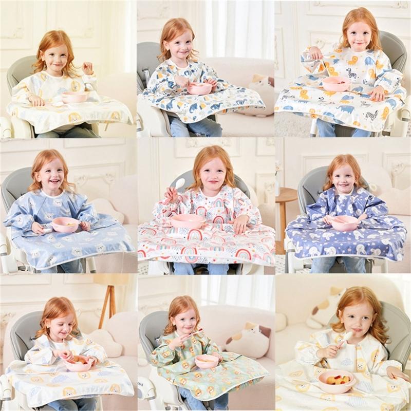 Baby Feeding Bib with Integrated Table Cover Water Resistant and Stain Resistant for Most High Chairs Comfortable Wear