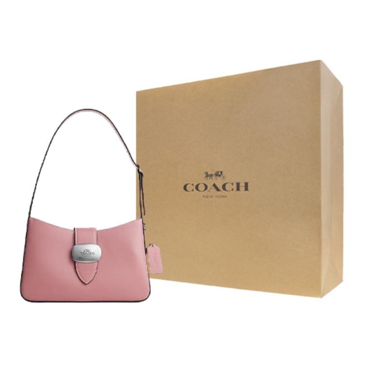 COACH Eliza Cow Leather Crescent Bag, One Shoulder Handbag Medium Women's Authentic Pink CP004-SVOUS