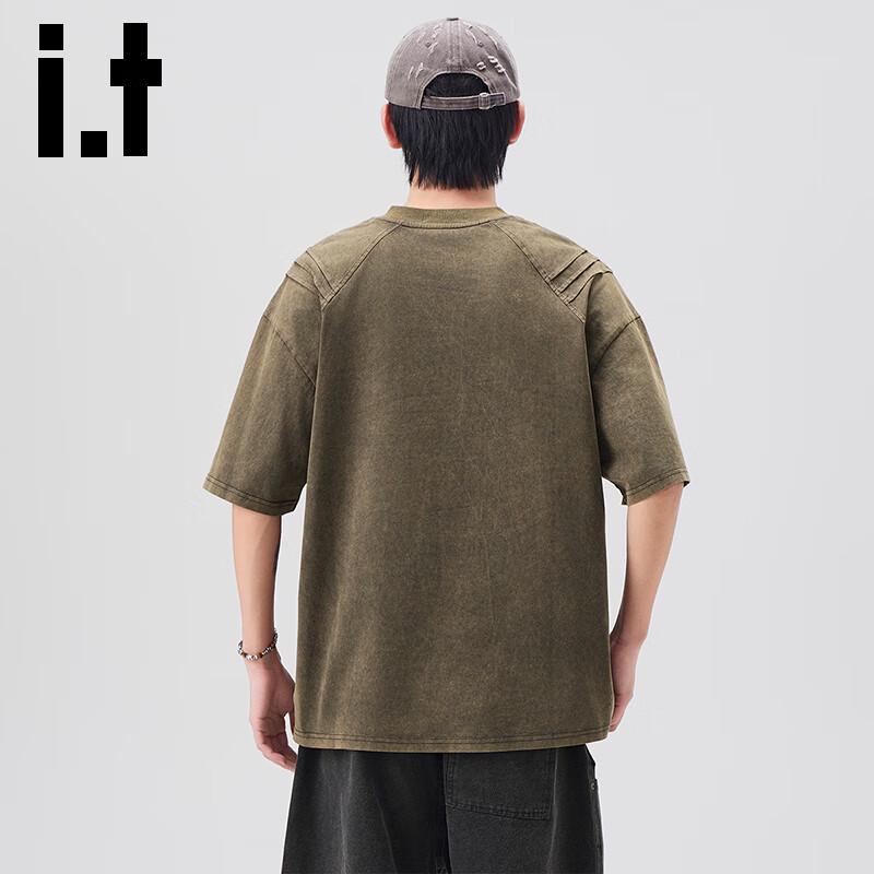 Izzue It Men's Heavyweight Pure Cotton Embroidered Drop-Shoulder T-Shirt